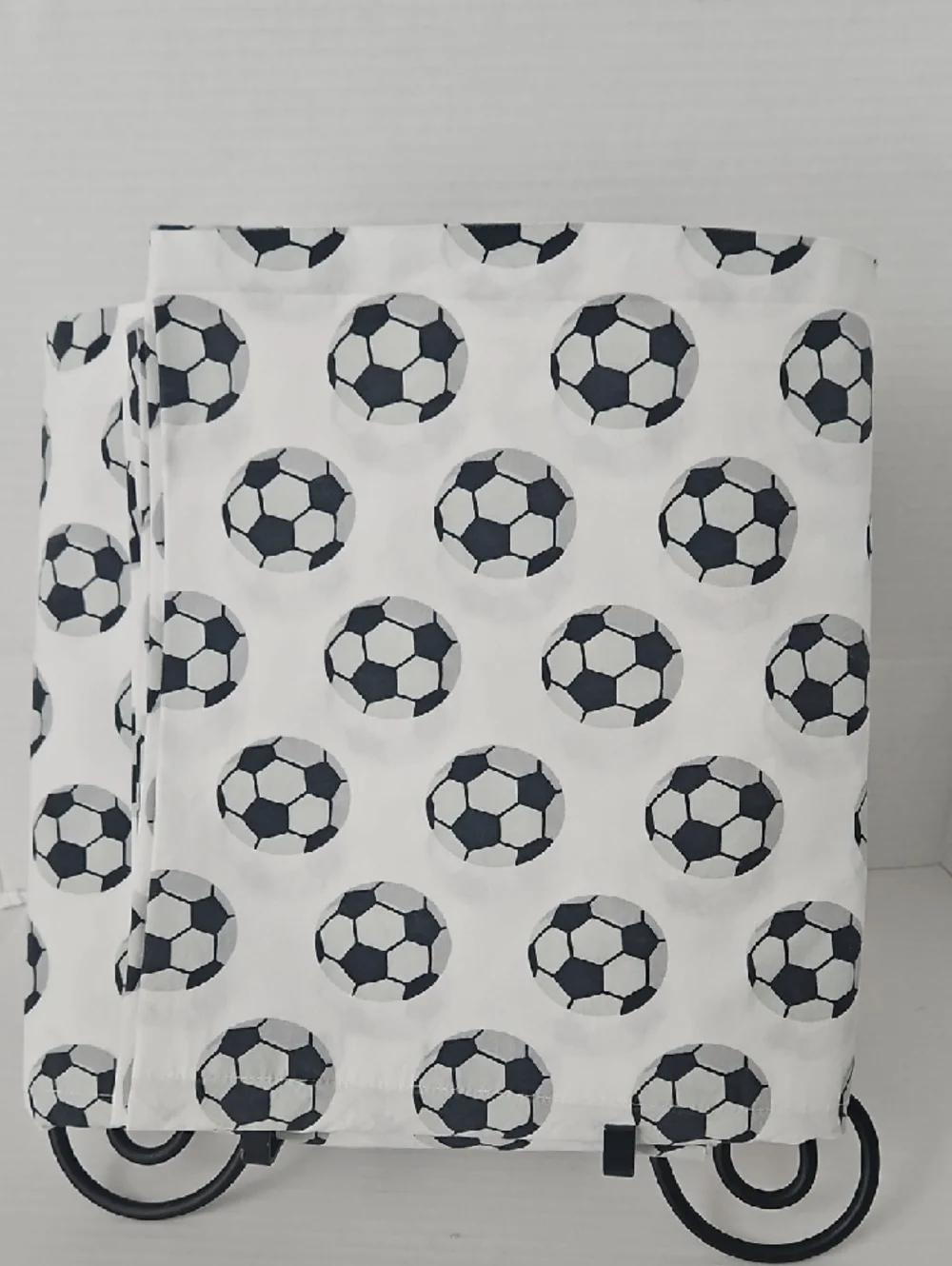 Crate&Barrel White Black Gray Soccer Ball Motif Organic Cotton Twin Flat Sheet